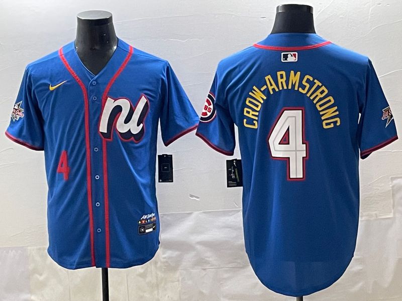 Men 2025 Chicago Cubs #4 Crow-Armstrong Blue All star Blank Blue Nike MLB Jersey style 3->atlanta braves->MLB Jersey